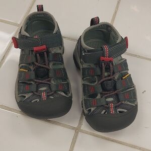 Keen Gray and Red Sport Sandals with Toe Protection